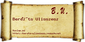 Beráts Ulisszesz névjegykártya